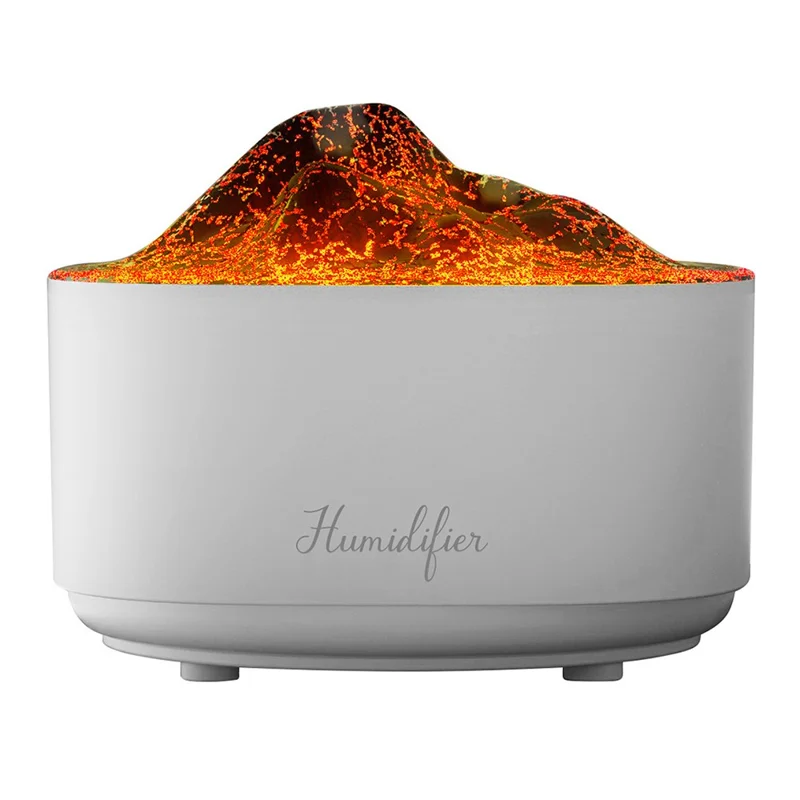 Simulated Volcano Nano Mist Humidifier 1500ml Water Tank Aroma Diffuser with Atmosphere Light - White