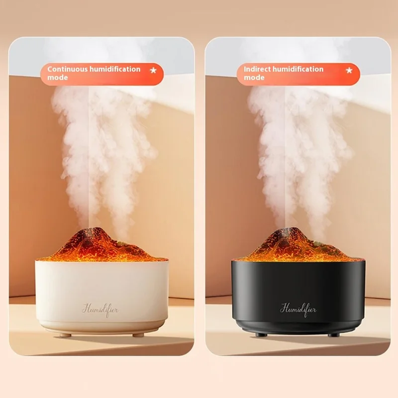 Simulated Volcano Nano Mist Humidifier 1500ml Water Tank Aroma Diffuser with Atmosphere Light - White