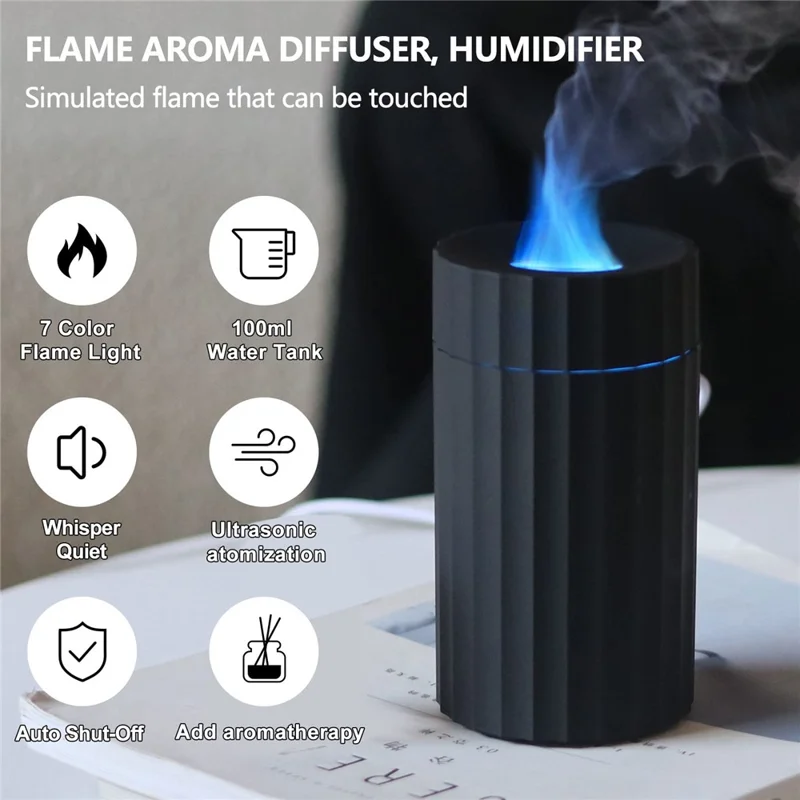 A1 Creative Colorful Flame Light Aroma Diffuser Home Office Car Air Humidifier - White