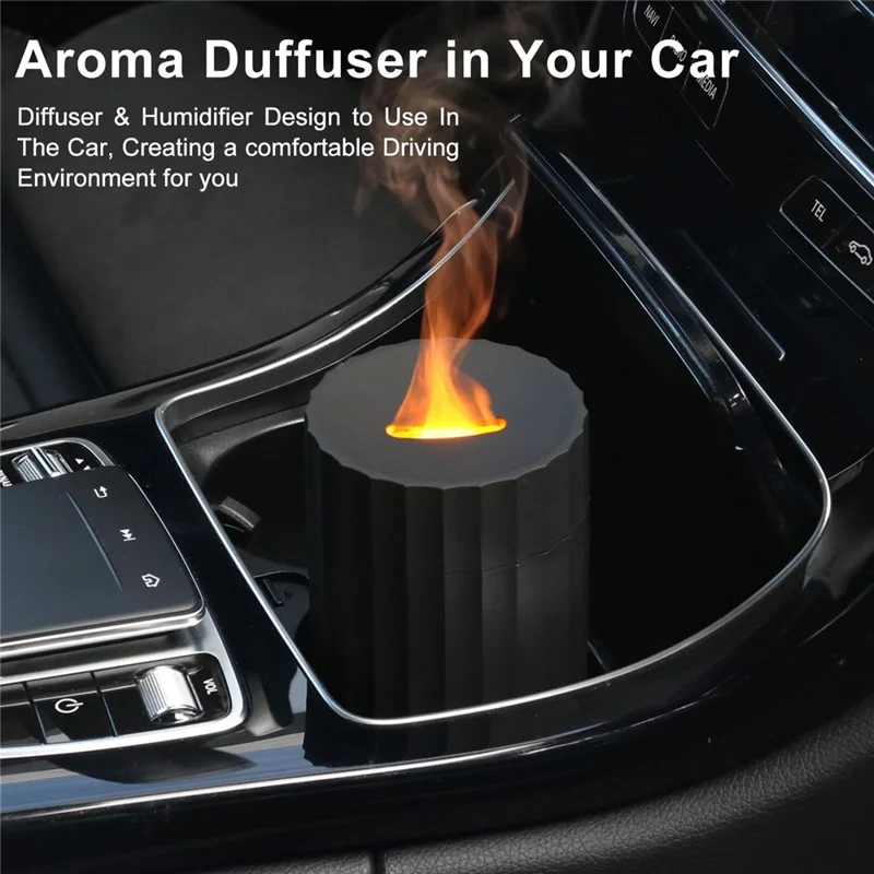A1 Creative Colorful Flame Light Aroma Diffuser Home Office Car Air Humidifier - White