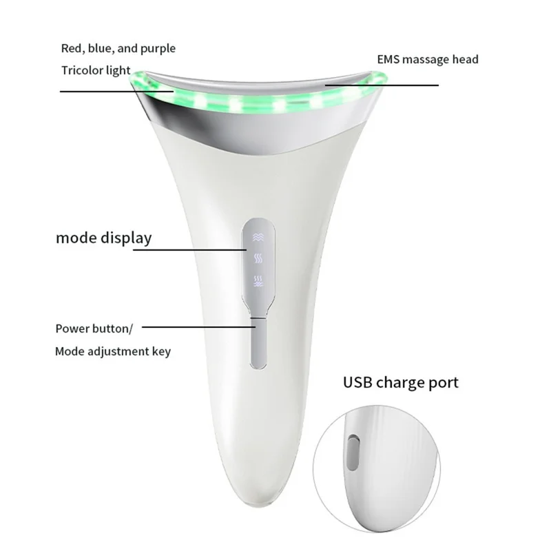 MJ-400 Neck Massage Device Anti Wrinkle EMS Neck Massager Skin Tightening Beauty Instrument - White