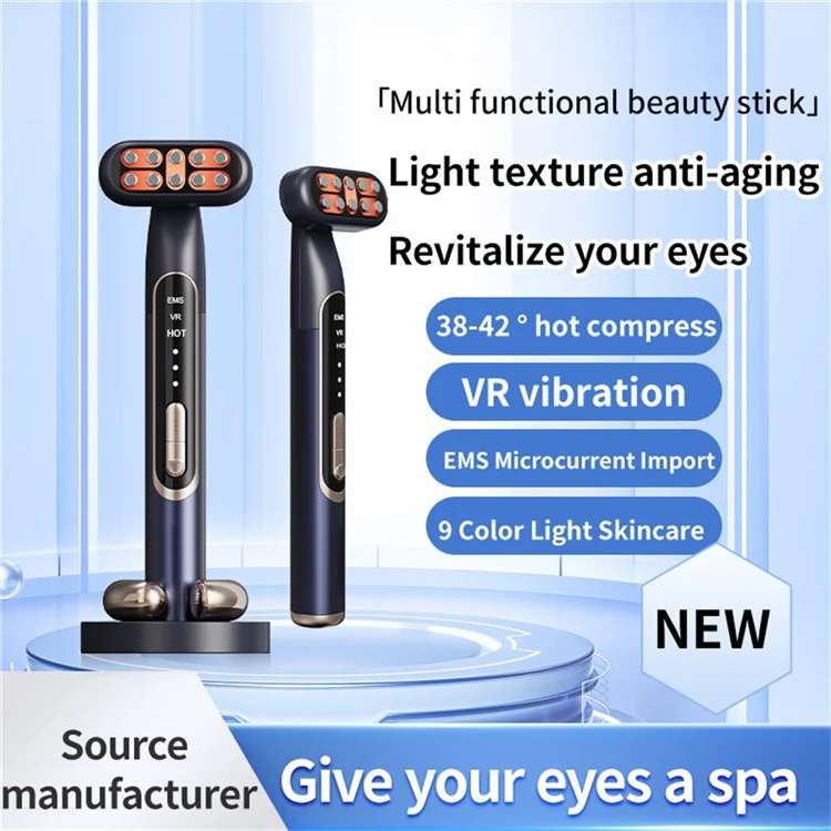 MY-606 9 Color LED Phototherapy EMS Eye Massager Heating Vibration Eye Beauty Device - Blue