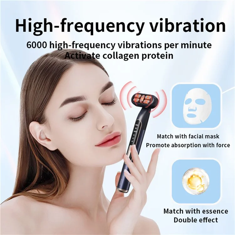 MY-606 9 Color LED Phototherapy EMS Eye Massager Heating Vibration Eye Beauty Device - Blue