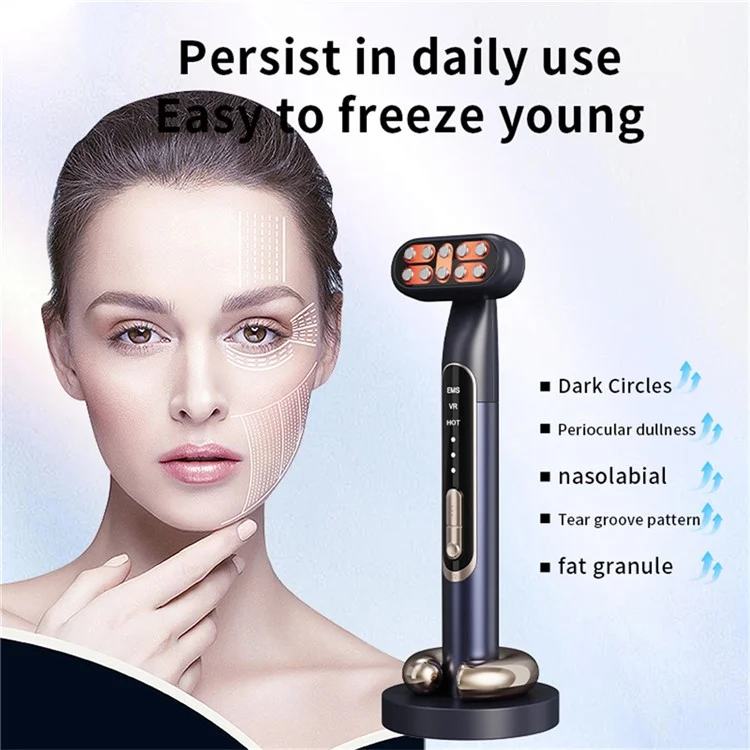 MY-606 9 Color LED Phototherapy EMS Eye Massager Heating Vibration Eye Beauty Device - Blue
