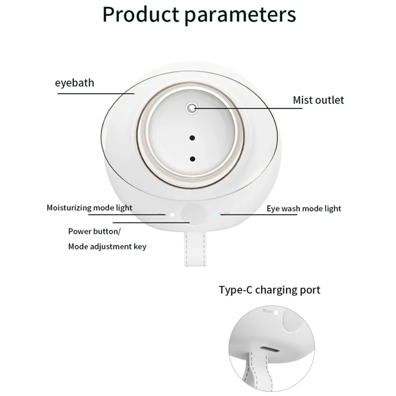 XY-3013 2-in-1 Eye Wash Mist Spray Spa Care Relieve Eye Fatigue Dryness Dual Mode Eye Moisturizer - White