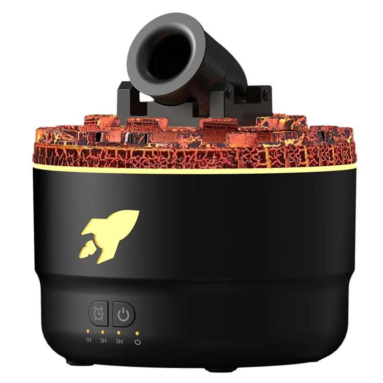 Diffusore di aromi a forma di torretta, umidificatore d'aria simulante la lava vulcanica con 7 colori di luce, spina USA - Nero