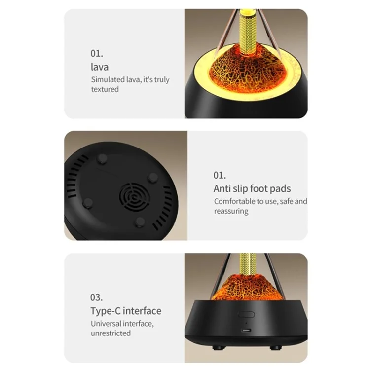 Creative Aromatherapy Machine Air Humidifier Home Ultrasonic Atomizer - Volcanic Lava / Black