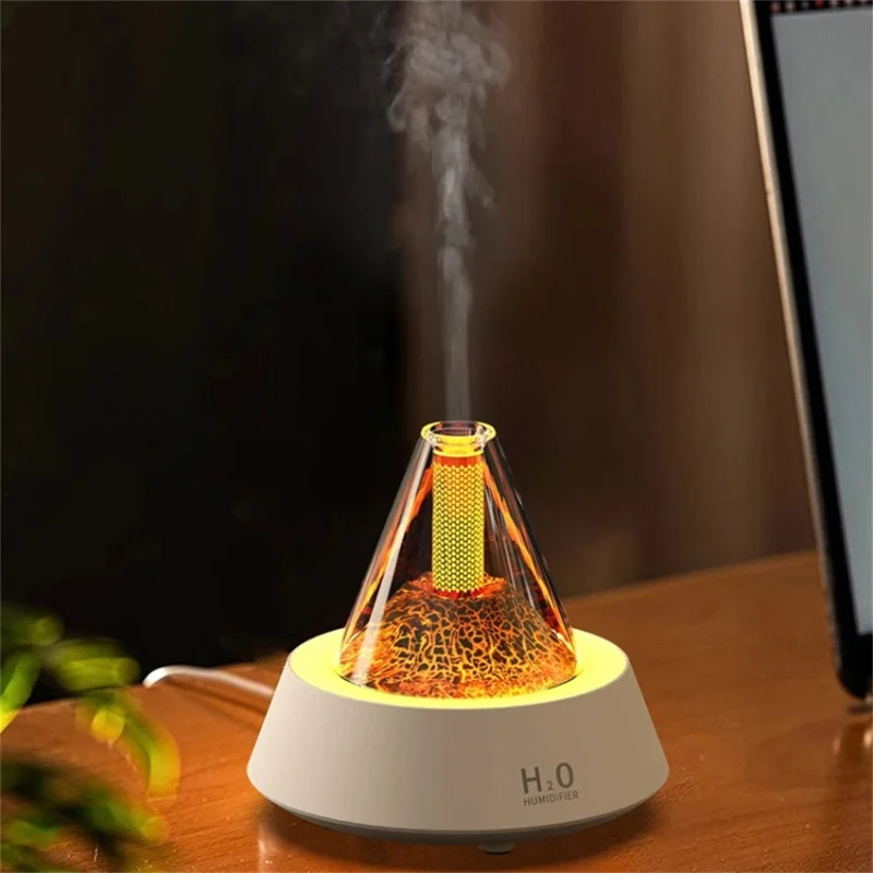 Creative Aromatherapy Machine Air Humidifier Home Ultrasonic Atomizer - Volcanic Lava / White