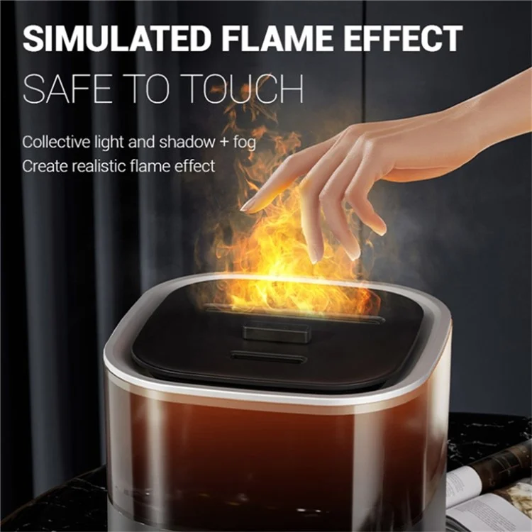 Humidificateur à vapeur froide avec affichage numérique et simulation de flamme, grande capacité, diffuseur de brume pour la maison, prise UE - Noir
