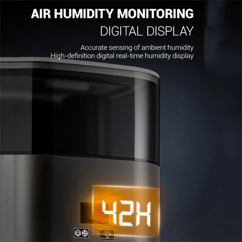 Digital Display Simulation Flame Humidifier Large Capacity Home Mist Diffuser, EU Plug - Rose Gold