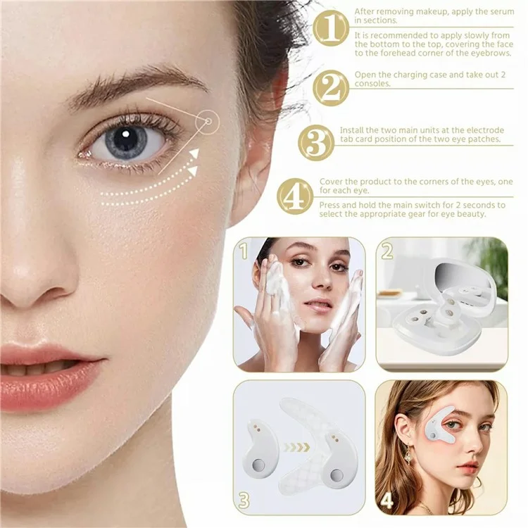 2 In 1 Makeup Mirror Eye Care Patches with Charging Case Anti Wrinkle Eye Massager