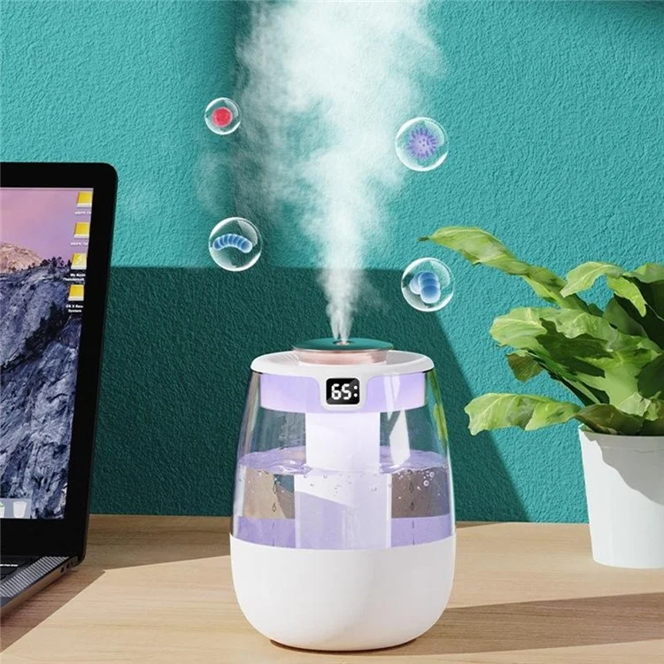 Dual Mist Desktop Air Humidifier with Humidity Display for Bedroom Office Living Room - White