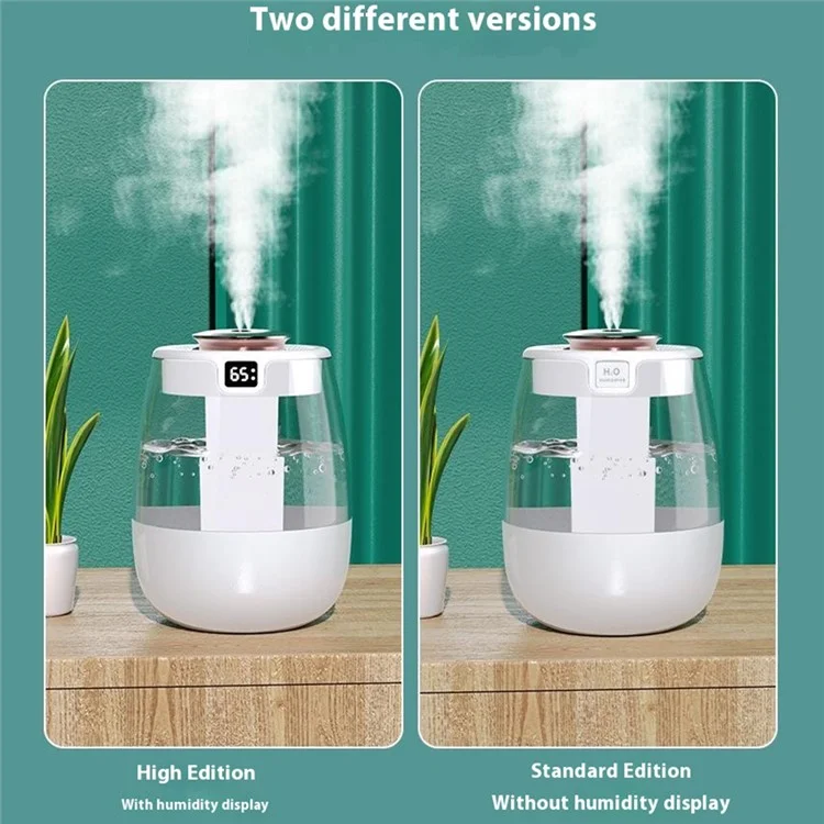 Dual Mist Desktop Air Humidifier with Humidity Display for Bedroom Office Living Room - White