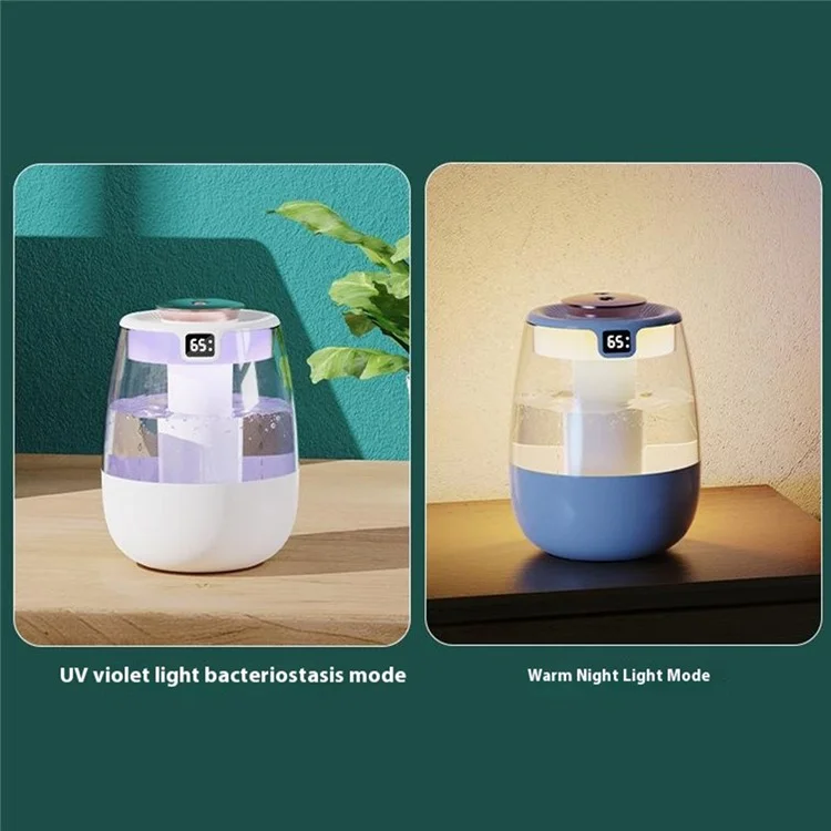 Dual Mist Desktop Air Humidifier with Humidity Display for Bedroom Office Living Room - White