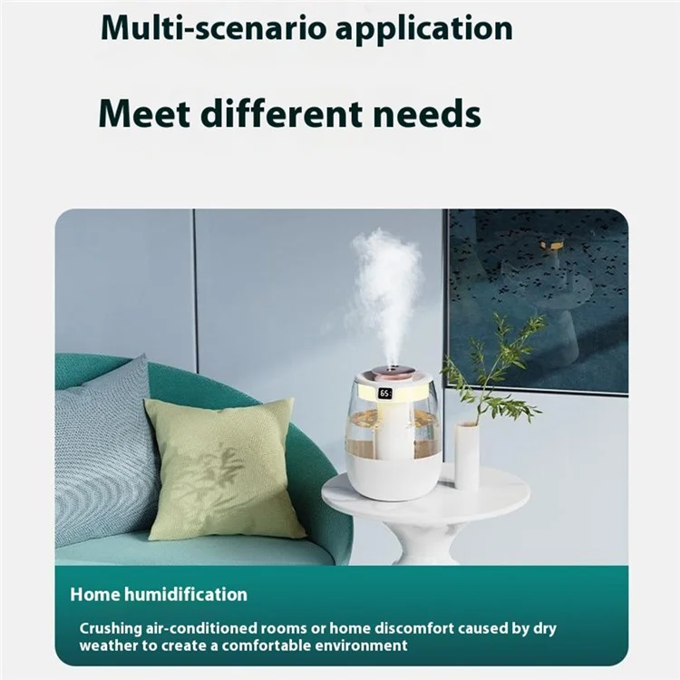 Dual Mist Desktop Air Humidifier with Humidity Display for Bedroom Office Living Room - White