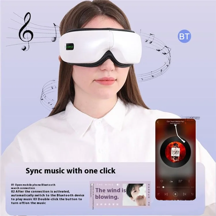 JY-203 Eye Mask Vibration Heating Eye Massager Hot Compress Eye Care Device with Bluetooth-compatible Music