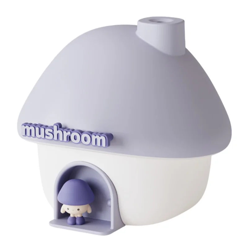 H09 Mushroom House Air Humidifier Portable Mini Ultrasonic Cool Mist Maker 2000mAh 300ml Water Tank - Purple