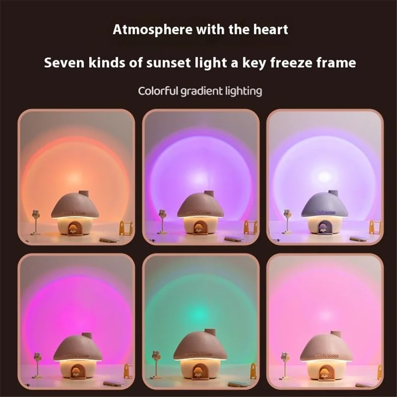 H09 Mushroom House Air Humidifier Portable Mini Ultrasonic Cool Mist Maker 2000mAh 300ml Water Tank - Purple