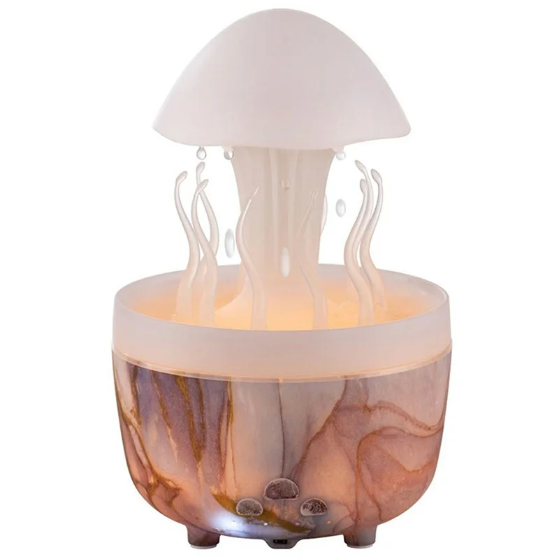 Rotating Jellyfish Essential Oil Diffuser Humidifier 7 Color Night Light Desktop Air Humidifier with Remote Control - EU Plug - Marble Gold
