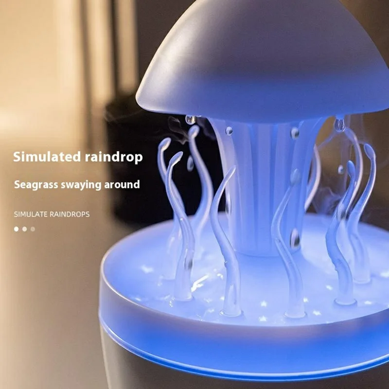 Rotating Jellyfish Essential Oil Diffuser Humidifier 7 Color Night Light Desktop Air Humidifier with Remote Control - EU Plug - Marble Gold