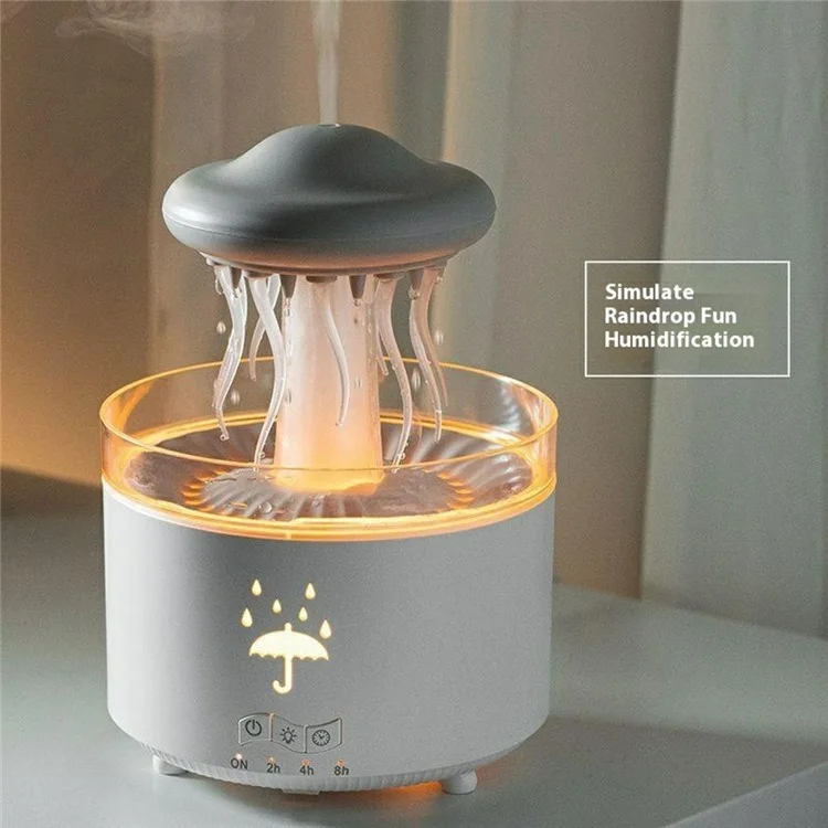 Diffuseur d'huiles essentielles en forme de méduse rotative avec télécommande, lumière LED 7 couleurs, humidificateur aromathérapie 300 ml - Prise EU