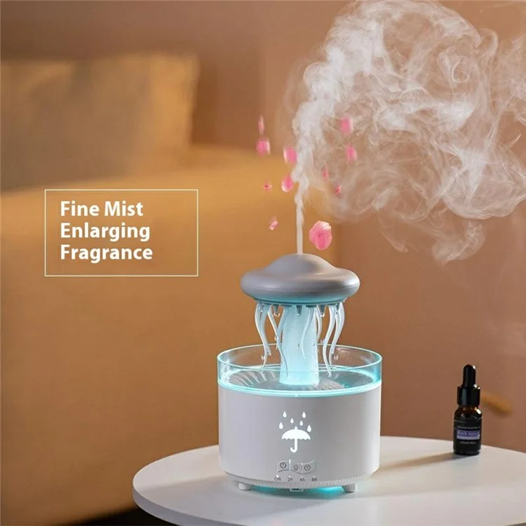 Diffuseur d'huiles essentielles en forme de méduse rotative avec télécommande, lumière LED 7 couleurs, humidificateur aromathérapie 300 ml - Prise EU