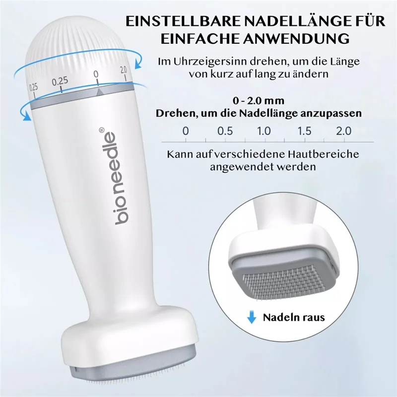 Carimbo de Microagulhamento para Cuidados Locais da Pele DRS120A - Rolo com Agulhas de Aço Inoxidável Ajustáveis de 0-2,0mm