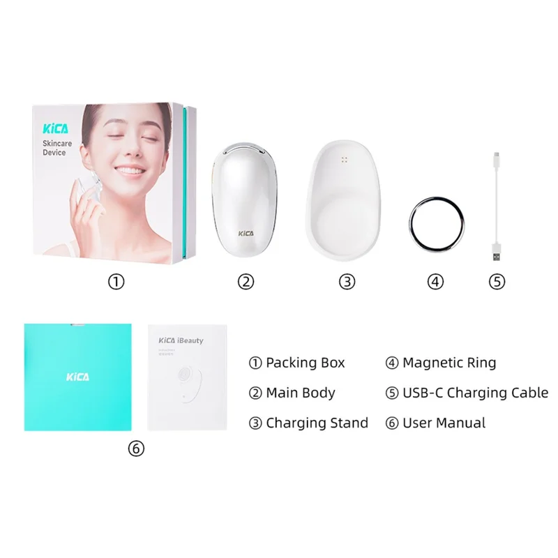 Dispositivo KICA mg06 de Masaje Facial con Calentamiento Rápido, Herramienta de Cuidado Facial para Levantar el Contorno de los Ojos