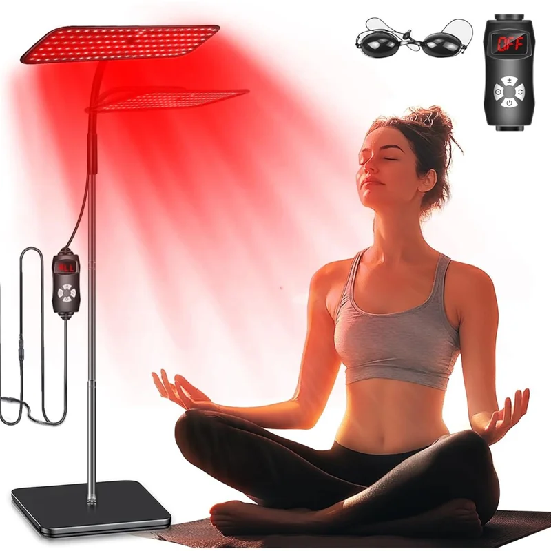 660nm 850nm LED Red Light Therapy Panel with Stand Near Infrared Therapy Lamp for Pain Relief  /  Skin Care - US Plug