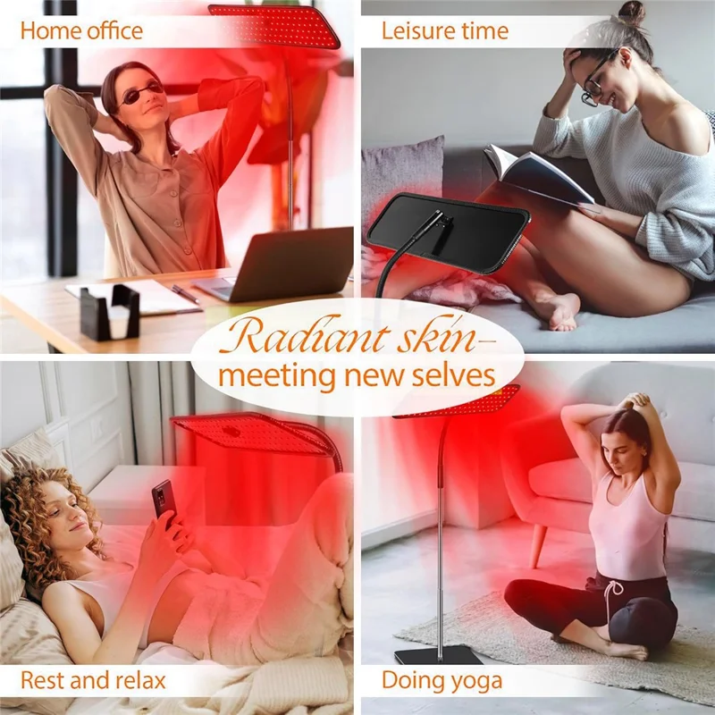 660nm 850nm LED Red Light Therapy Panel with Stand Near Infrared Therapy Lamp for Pain Relief  /  Skin Care - US Plug