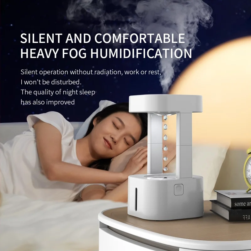 Umidificatore Anti Gravità a Goccia d'Acqua con Luce Notturna LED Colorata e Diffusore di Nebbia con Telecomando