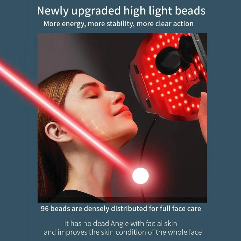 7-Color Photon Spectrum LED Face Mask for Skin Rejuvenation Light Therapy Beauty Device Gift - Black