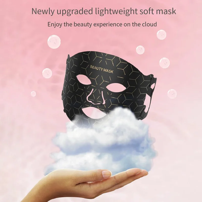 7-Color Photon Spectrum LED Face Mask for Skin Rejuvenation Light Therapy Beauty Device Gift - Black