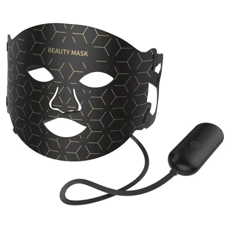 7-Color Photon Spectrum LED Face Mask for Skin Rejuvenation Light Therapy Beauty Device Gift - Black