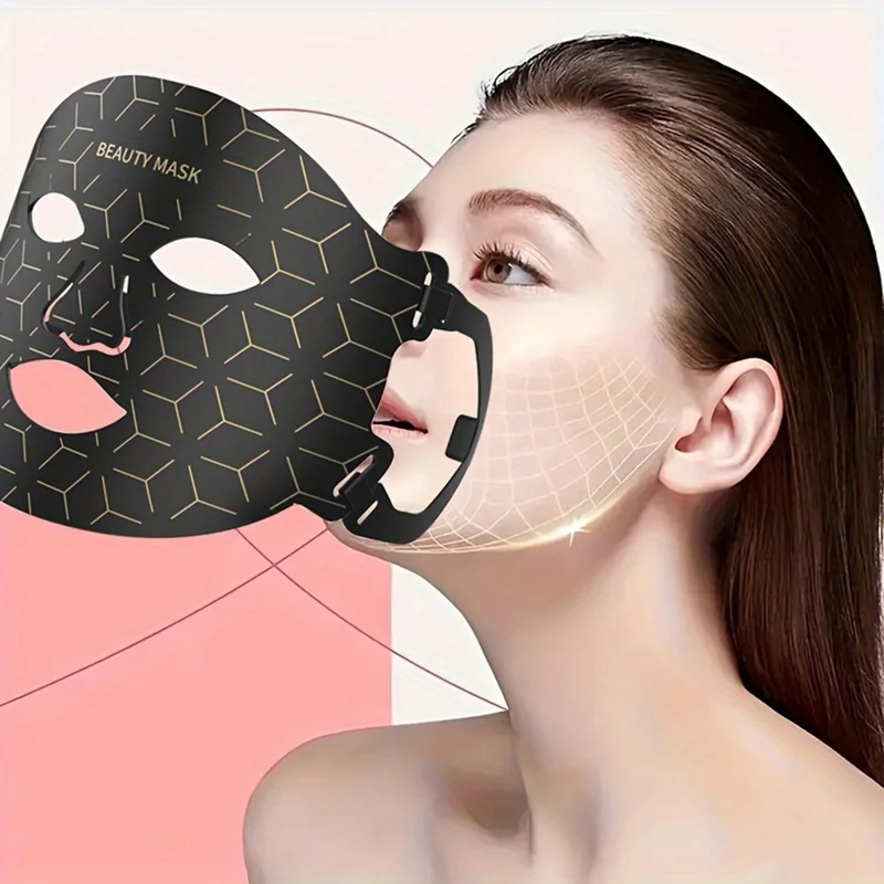 7-Color Photon Spectrum LED Face Mask for Skin Rejuvenation Light Therapy Beauty Device Gift - Black