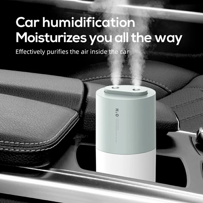 400ml Dual Mist Humidifier USB Portable Moisturizer with Night Light for Home / Car Atomizer - Green