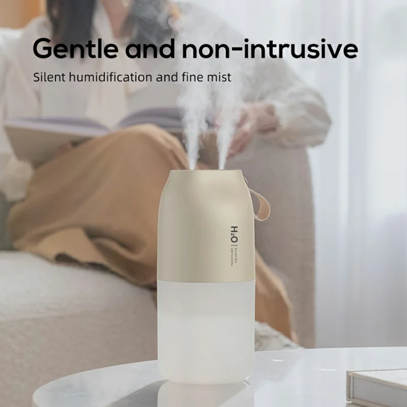 300ml Dual Mist Humidifier Portable USB Air Moisturizer with Night Light for Car / Home / Office Desktop - Green