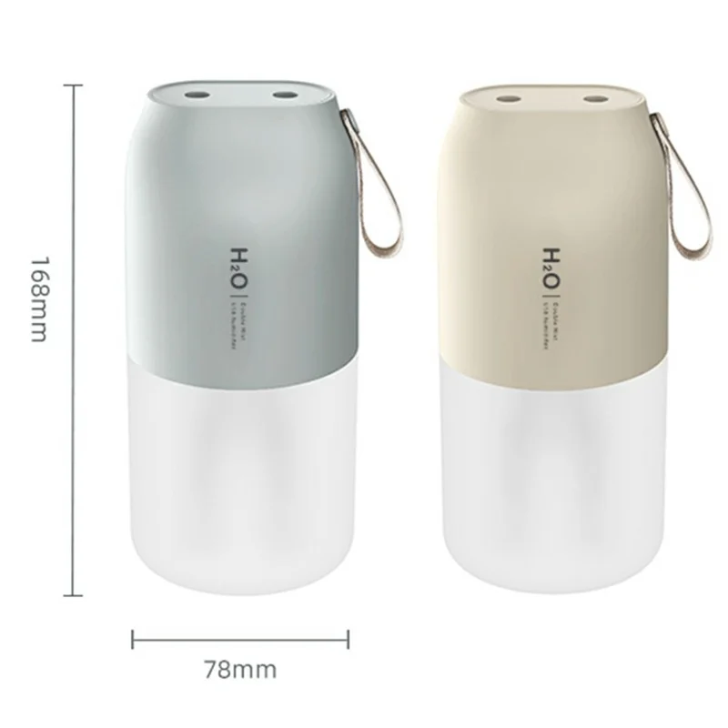 300ml Dual Mist Humidifier Portable USB Air Moisturizer with Night Light for Car / Home / Office Desktop - Green