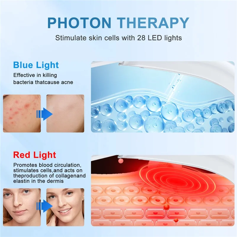 Microcurrent V-Face Slimming Instrument 6 Modes Red Blue Light Therapy Skin Rejuvenation Device