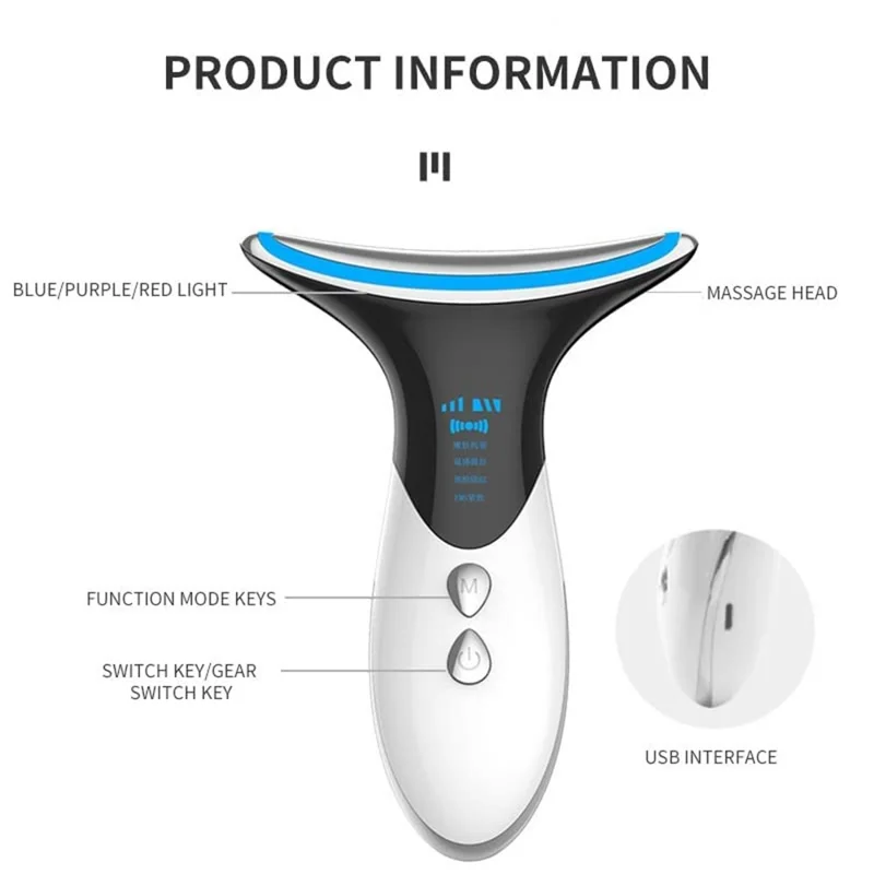 2032 EMS Mikrostrom Anti-Falten Halsmassagegerät Lichttherapie Hautstraffung Elektrisches Halsmessgerät