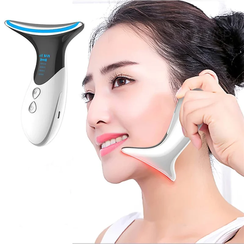 2032 EMS Mikrostrom Anti-Falten Halsmassagegerät Lichttherapie Hautstraffung Elektrisches Halsmessgerät