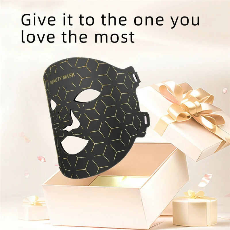 LED Light Therapy Mask 7 Color Silicone Face  /  Neck Beauty Device Skin Rejuvenation For Home Use - Black