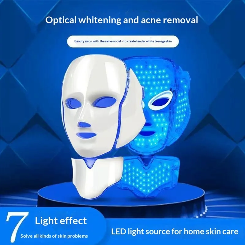 7 Color LED Light Therapy Face Neck Mask Photon Skin Rejuvenation Anti-Aging Beauty Device - EU Plug