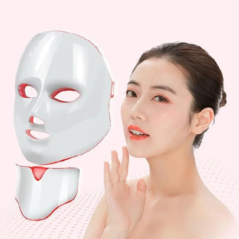 7 Color LED Light Therapy Face Neck Mask Photon Skin Rejuvenation Anti-Aging Beauty Device - EU Plug