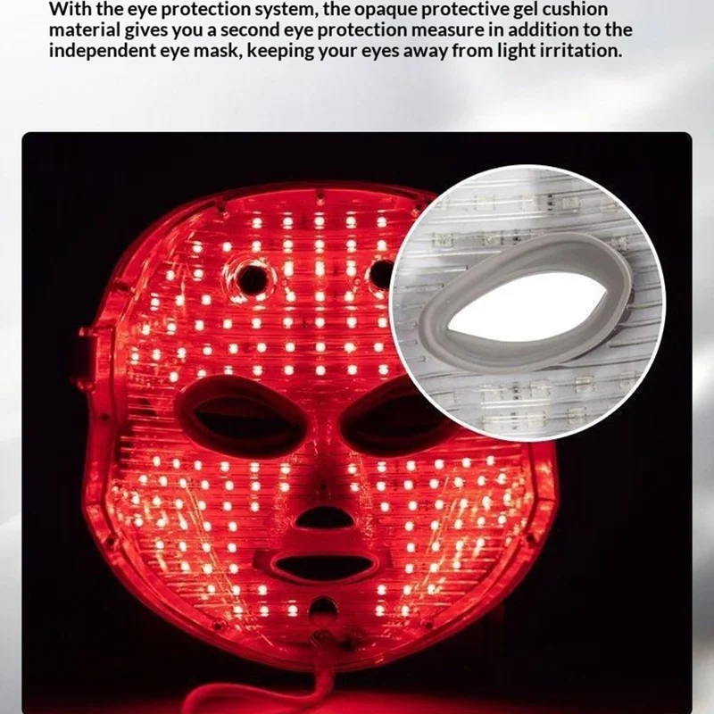 7 Color LED Light Therapy Face Neck Mask Photon Skin Rejuvenation Anti-Aging Beauty Device - EU Plug