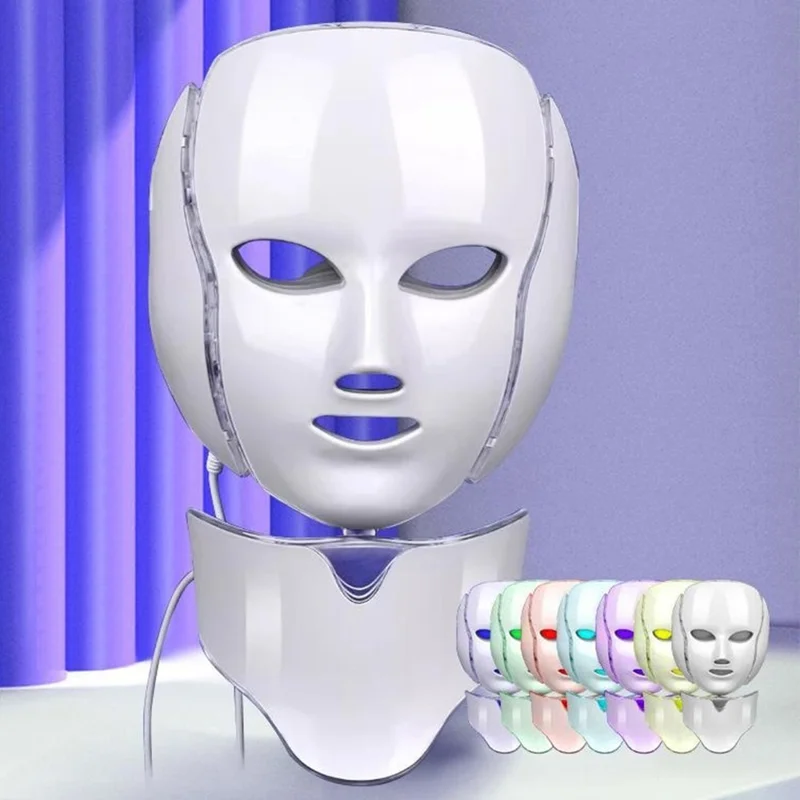 7 Color LED Light Therapy Face Neck Mask Photon Skin Rejuvenation Anti-Aging Beauty Device - EU Plug