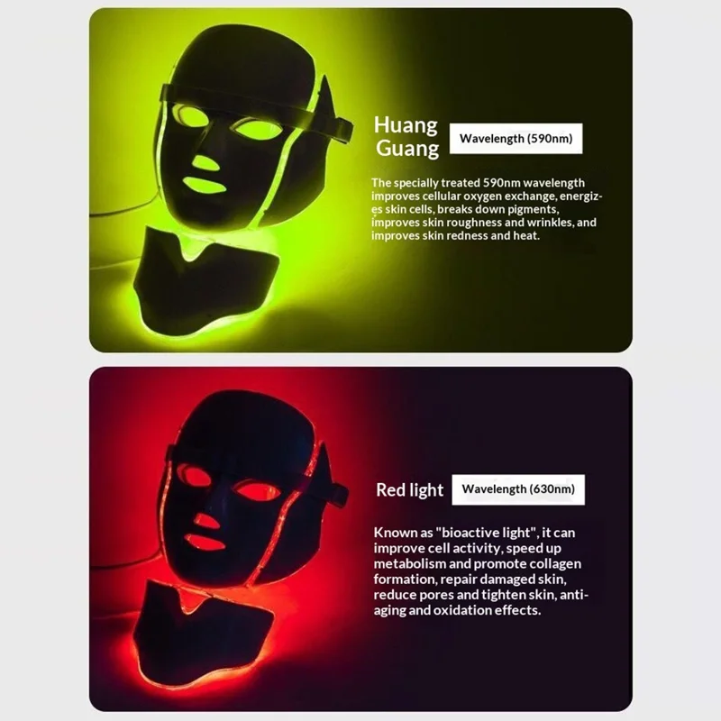 7 Color LED Light Therapy Face Neck Mask Photon Skin Rejuvenation Anti-Aging Beauty Device - EU Plug