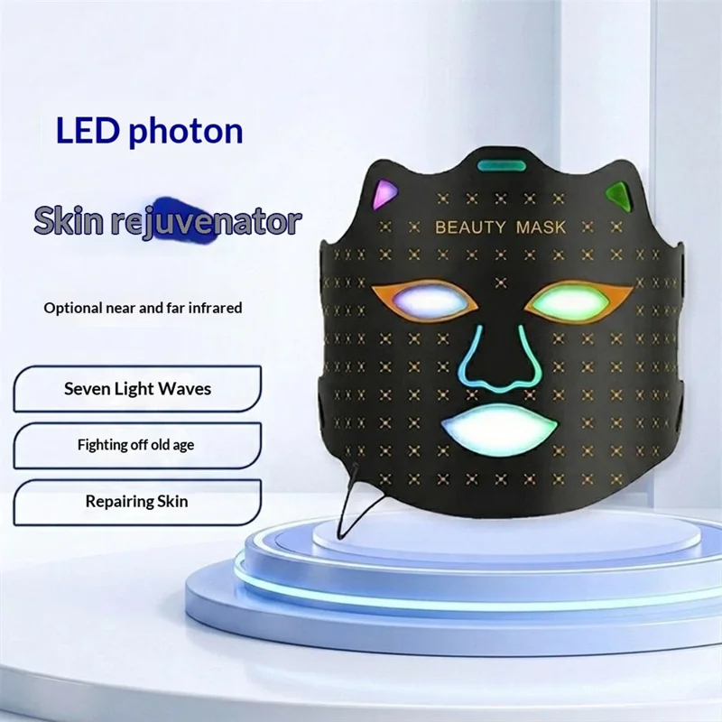 SP-1103A 7 Color LED Light Therapy Face Mask Silicone 93 LED Beads Photon Skin Care for Anti-Aging
