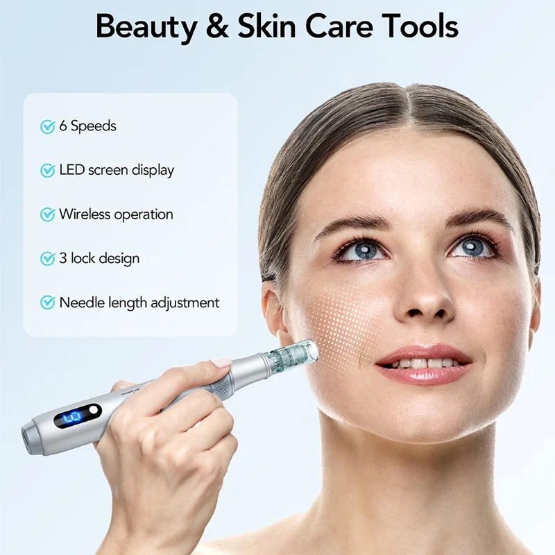 DR.PEN M7S Electric Microneedling Pen 6 Speed Levels 0-2.5mm Depth Adjustment LED Display Skin Care Tool Kit - Black  /  EU Plug