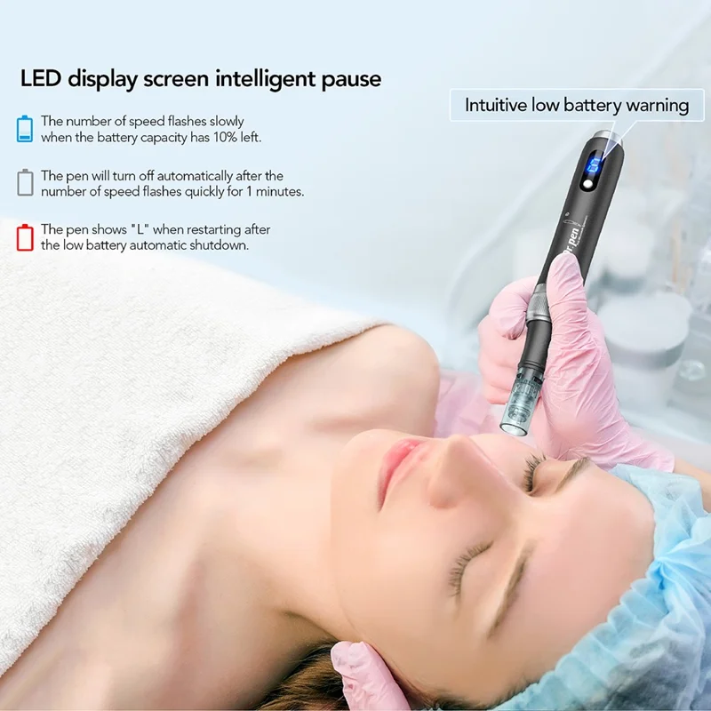 DR.PEN M7S Electric Microneedling Pen 6 Speed Levels 0-2.5mm Depth Adjustment LED Display Skin Care Tool Kit - Black  /  EU Plug